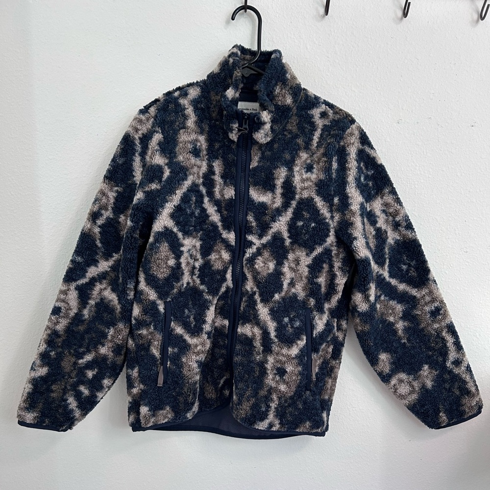 Abercrombie & Fitch Blue and Cream Fleece Jacket